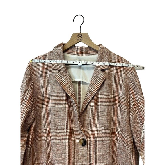 J. Jill Blazer Jacket Linen Blend Women's Harper Henna Plaid Oversized Petite L - Picture 11 of 14